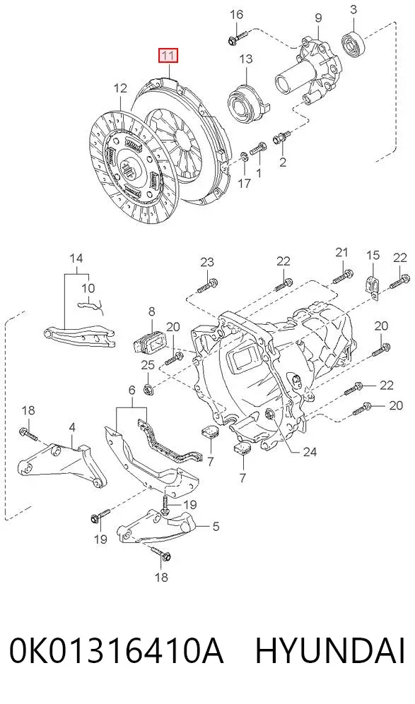 Docisk sprzęgła 0K01316410A Hyundai/Kia