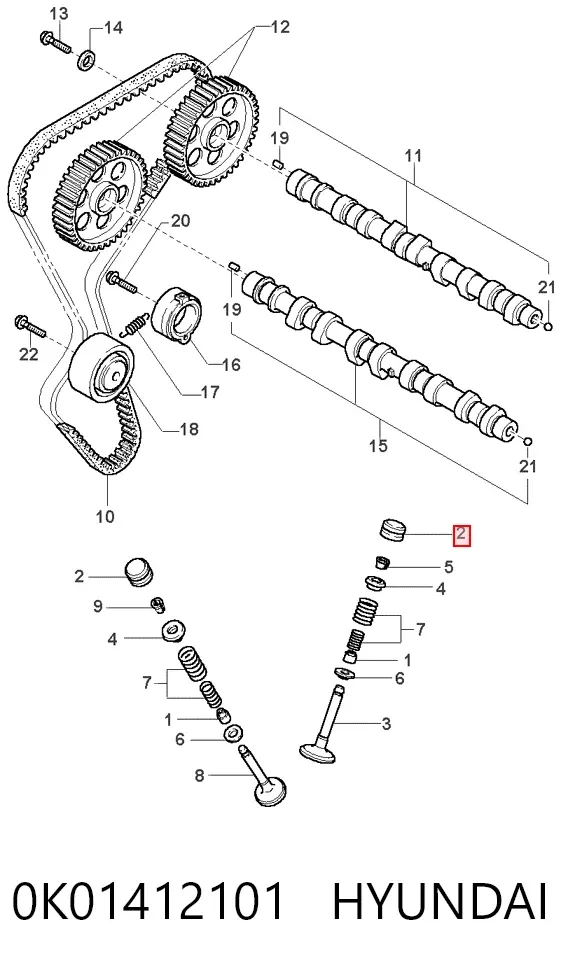 Kompensator hydrauliczny (popychacz hydrauliczny), popychacz zaworu 0K01412101 Hyundai/Kia