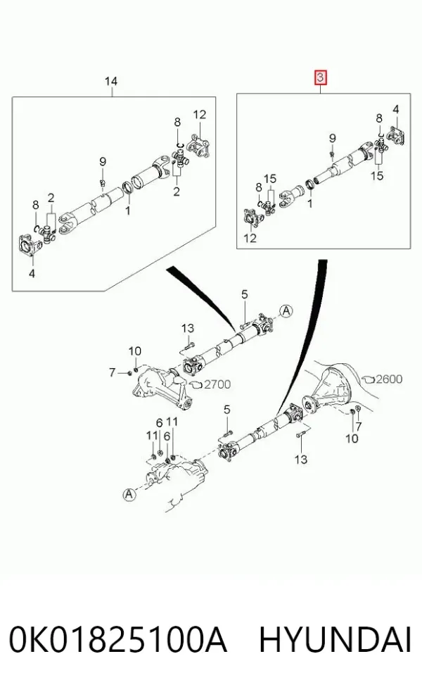 Wał Cardana tylny, kompletny KIA Sportage I