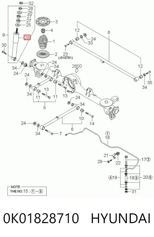 Amortyzator tylny 0K01828710 Hyundai/Kia
