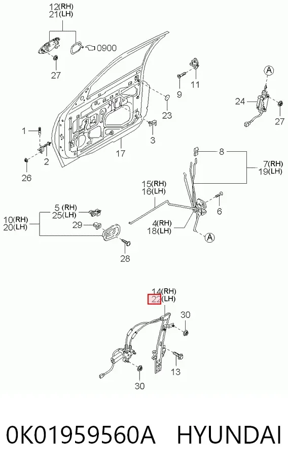 Mechanizm podnoszenia szyby drzwi przednich lewych KIA Sportage I