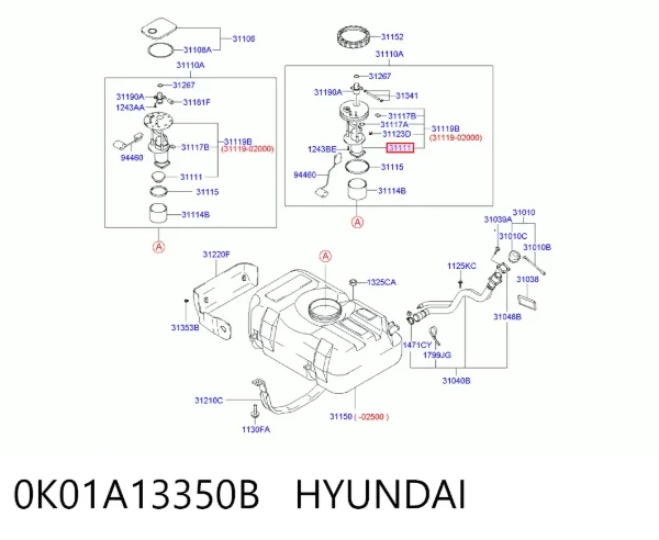 Pompa paliwa elektryczna zanurzeniowa 0K01A13350B Hyundai/Kia