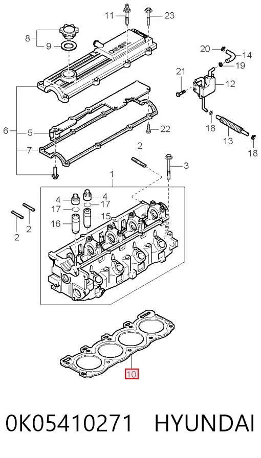 Uszczelka głowicy cylindrów 0K05410271 Hyundai/Kia