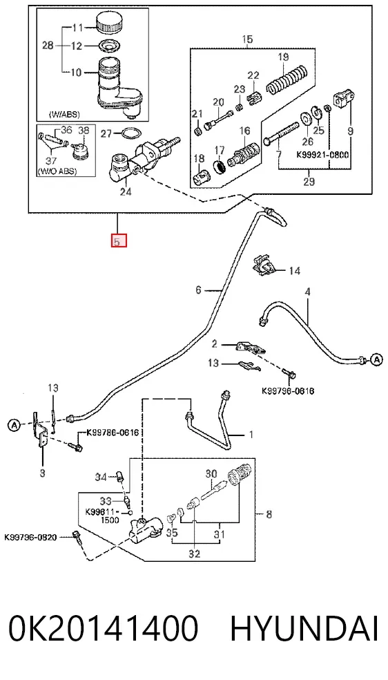 Cylinder sprzęgła główny 0K20141400 Hyundai/Kia