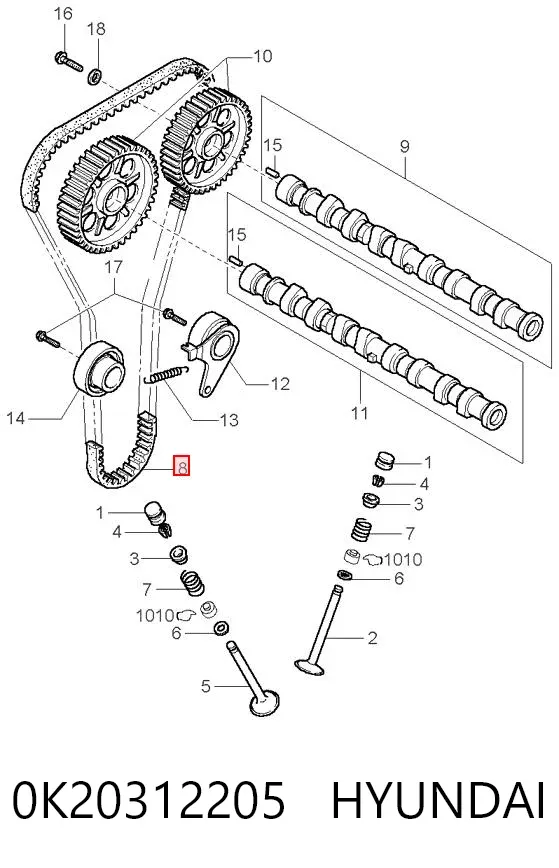 Pasek rozrządu 0K20312205 Hyundai/Kia