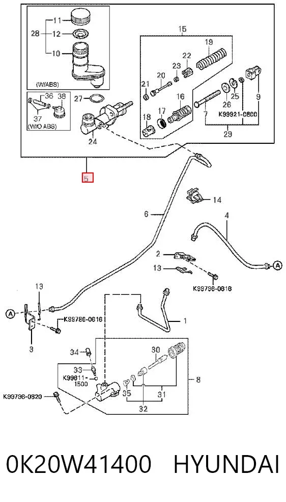 Cylinder sprzęgła główny 0K20W41400 Hyundai/Kia