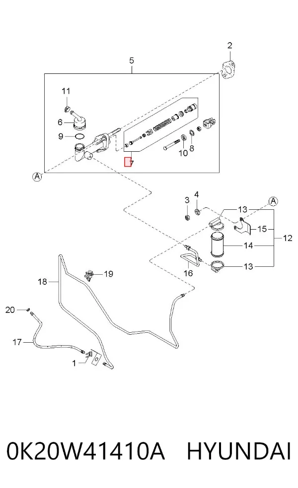 Zestaw naprawczy cylindra głównego sprzęgła 0K20W41410A Hyundai/Kia