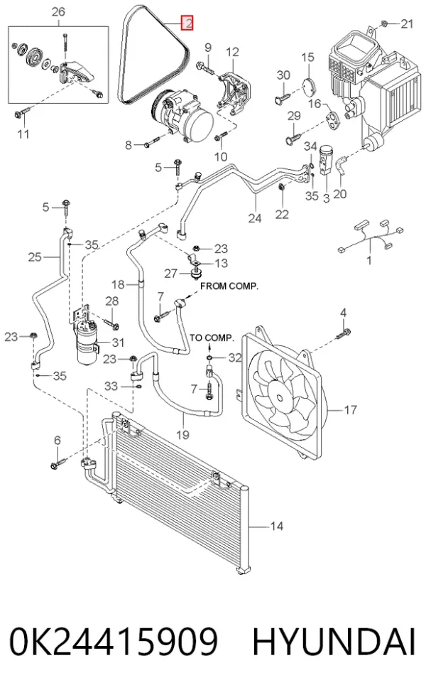 Pas napędowy mechanizmów 0K24415909 Hyundai/Kia