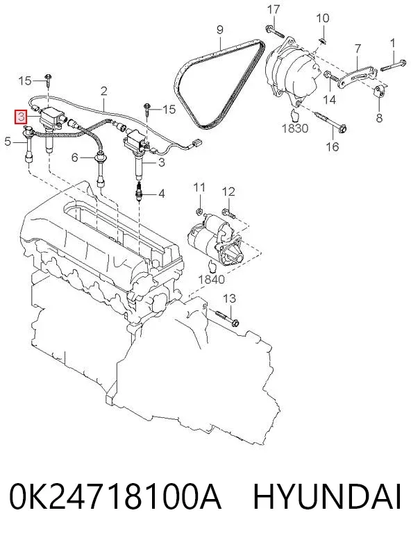Cewka zapłonowa 0K24718100A Hyundai/Kia