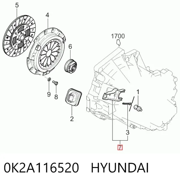 Widełki sprzęgła 0K2A116520 Hyundai/Kia