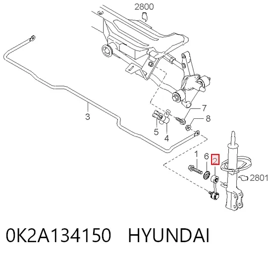 Łącznik stabilizatora tylnego 0K2A134150 Hyundai/Kia