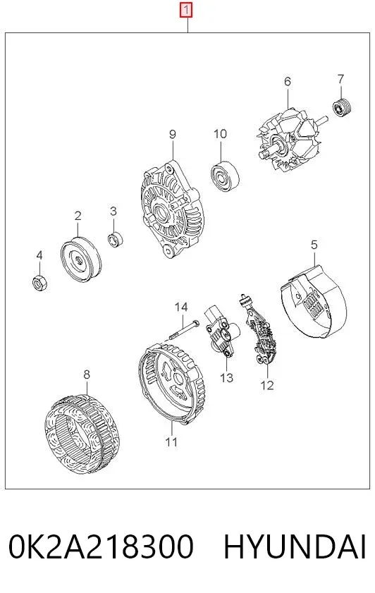 Alternator 0K2A218300 Hyundai/Kia