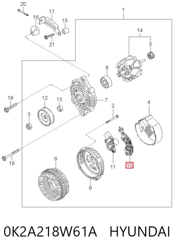 Mostek prostowniczy alternatora = Moster diodowy alternatora 0K2A218W61A Hyundai/Kia