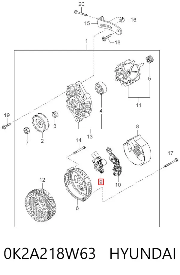 Regulator alternatora (przekaźnik ładowania) 0K2A218W63 Hyundai/Kia