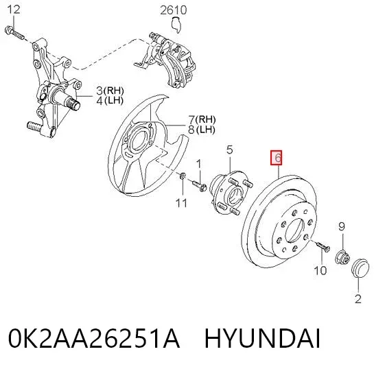 Tarcza hamulcowa tylna 0K2AA26251A Hyundai/Kia