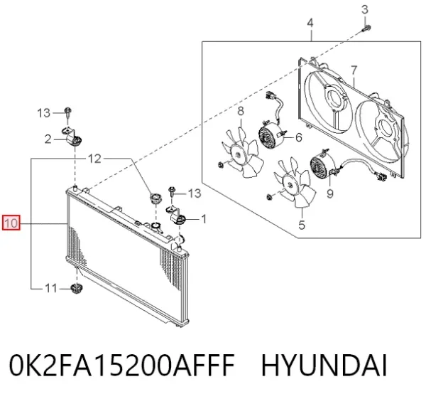 Chłodnica silnika 0K2FA15200AFFF Hyundai/Kia
