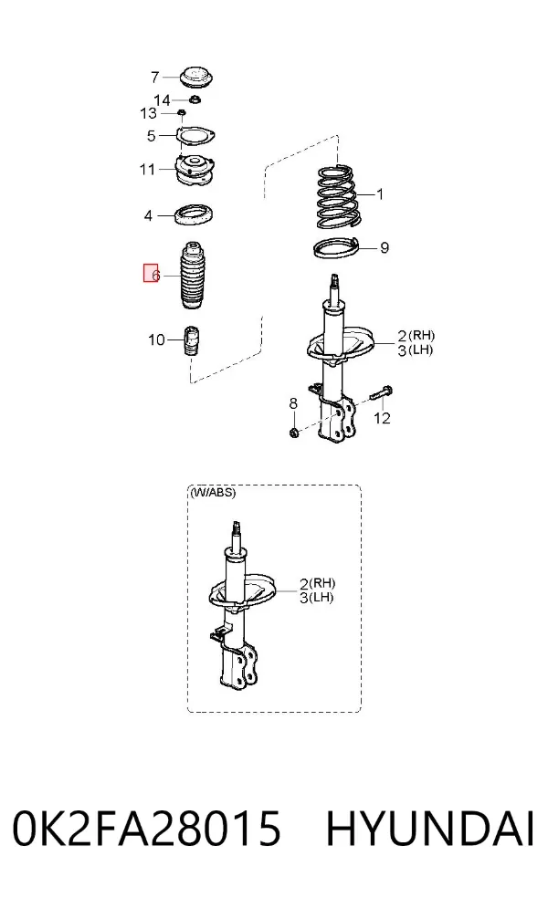 Odbój amortyzatora tylnego + osłona 0K2FA28015 Hyundai/Kia