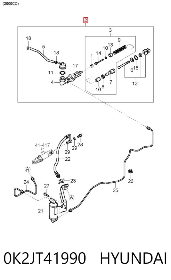 Cylinder sprzęgła główny 0K2JT41990 Hyundai/Kia