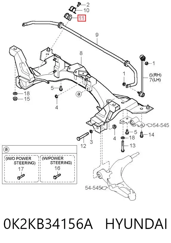 Tuleja stabilizatora przedniego 0K2KB34156A Hyundai/Kia