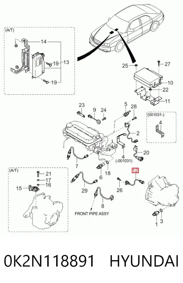 Czujnik położenia wału korbowego 0K2N118891 Hyundai/Kia