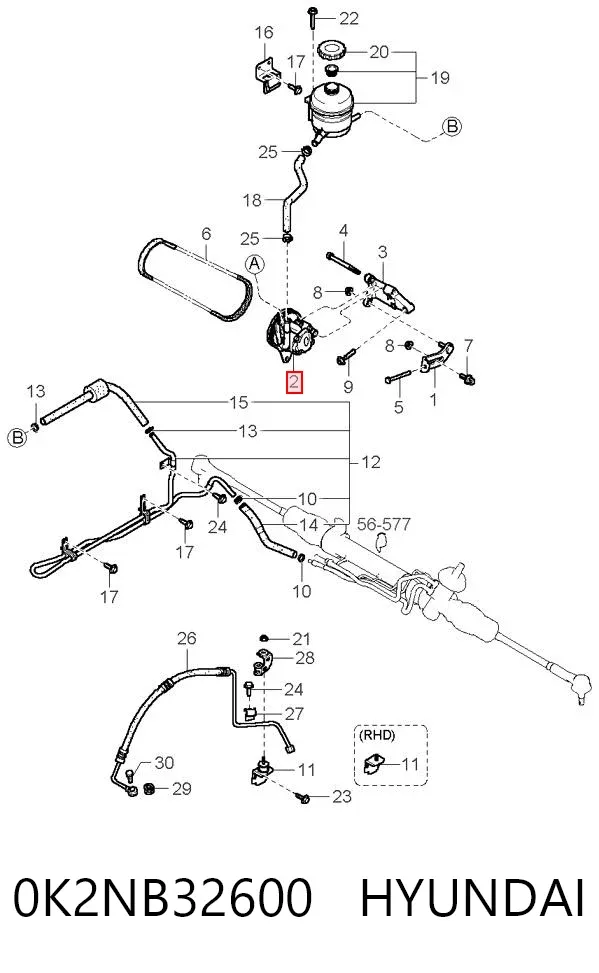 Pompa wspomagania hydraulicznego kierownicy KIA Shuma II