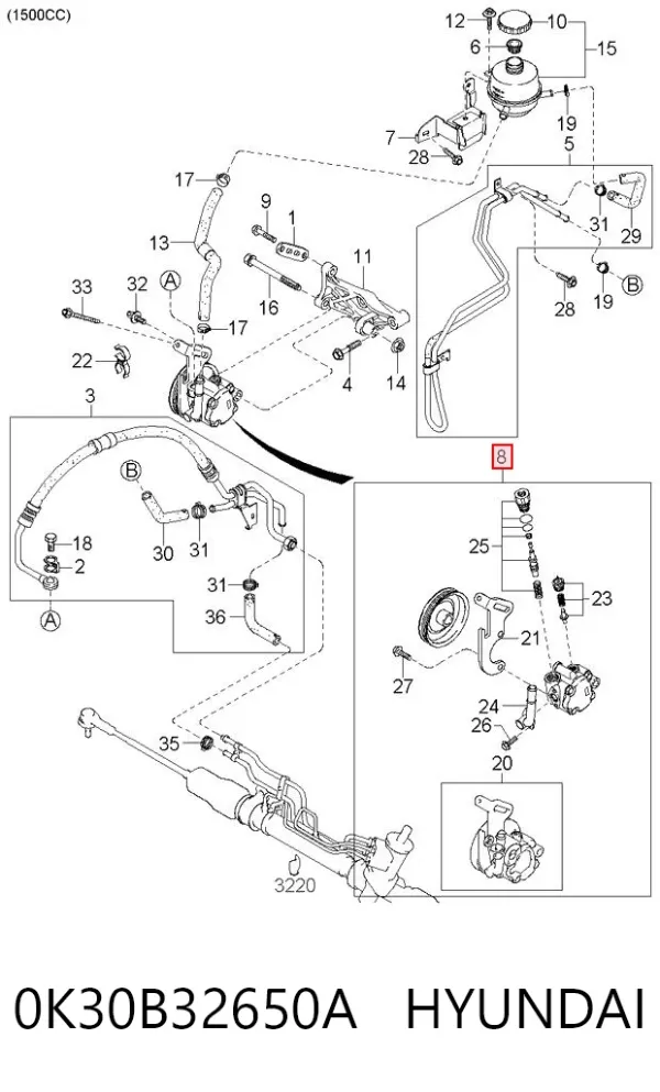 Pompa wspomagania hydraulicznego kierownicy KIA Rio I