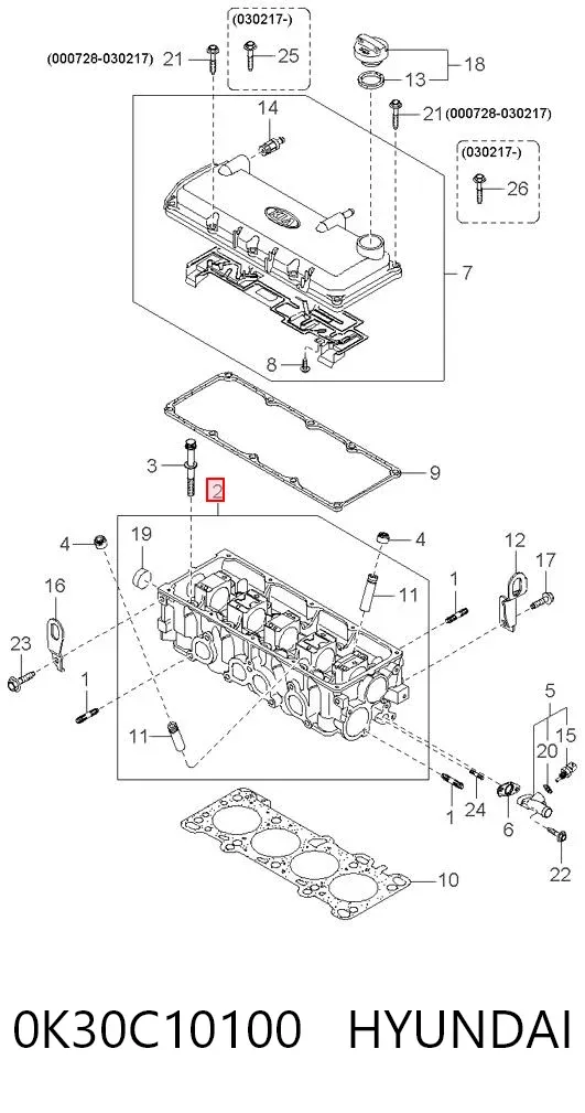 Głowica cylindrów KIA Rio I