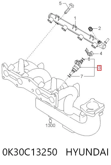 Wtryskiwacz paliwa 0K30C13250 Hyundai/Kia