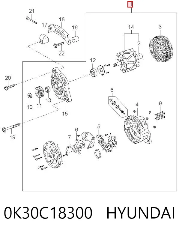 Alternator 0K30C18300 Hyundai/Kia