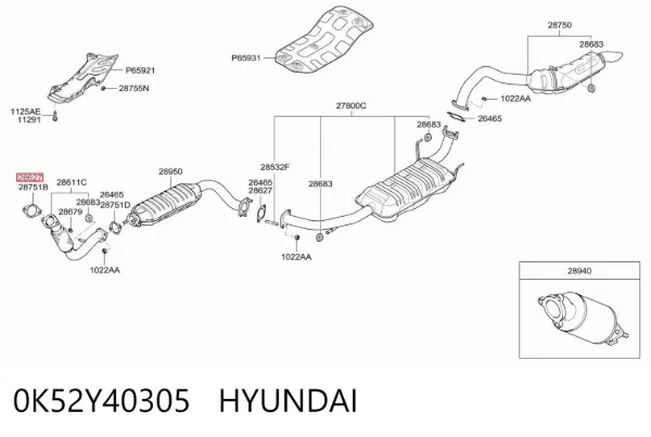 Uszczelka rury odbiornika tłumika 0K52Y40305 Hyundai/Kia