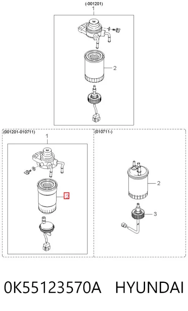 Filtr paliwa 0K55123570A Hyundai/Kia