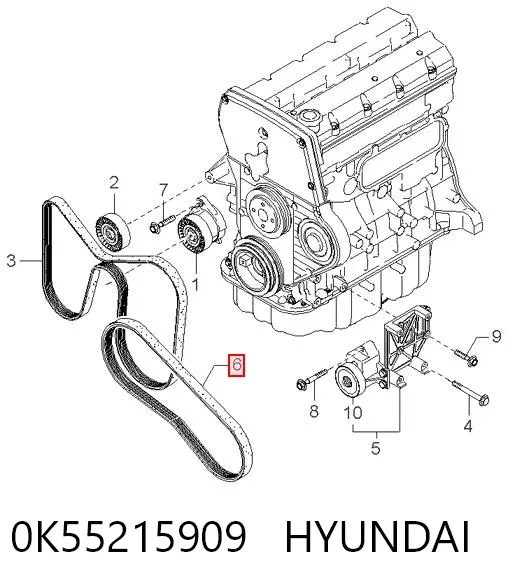 Pas napędowy mechanizmów 0K55215909 Hyundai/Kia