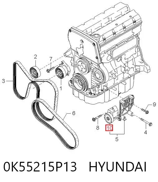 Rolka napinacza paska napędowego 0K55215P13 Hyundai/Kia