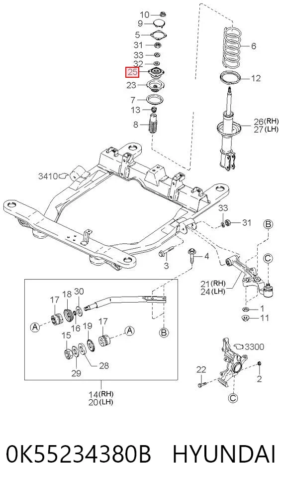 Poduszka amortyzatora przedniego 0K55234380B Hyundai/Kia
