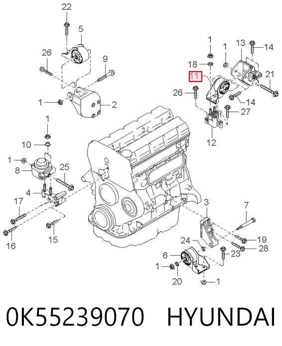 Poduszka (podpora) silnika lewa KIA Carnival II