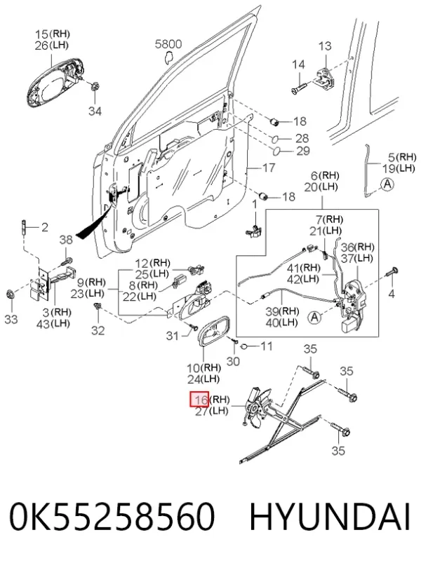 Mechanizm podnoszenia szyby drzwi przednich prawych KIA Carnival II