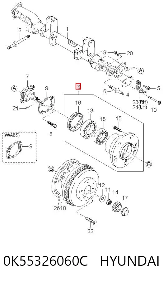 Piasta tylna 0K55326060C Hyundai/Kia