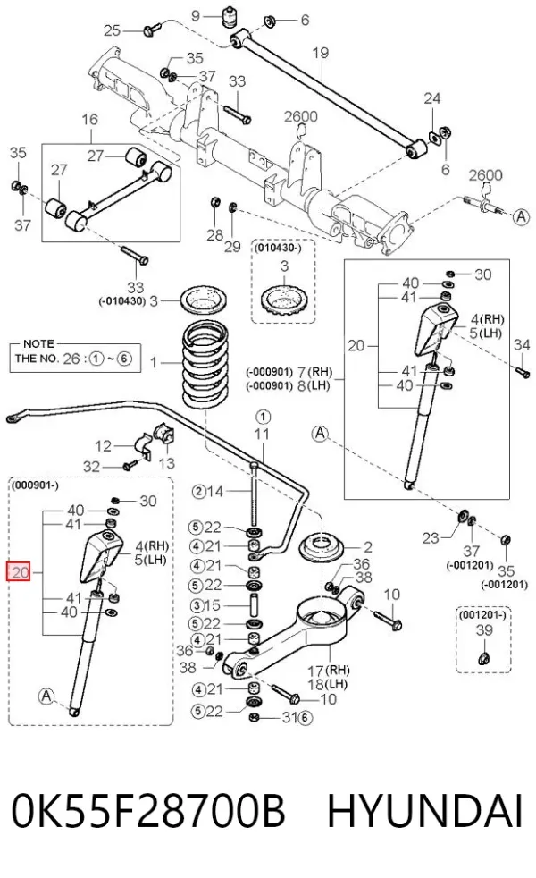 Amortyzator tylny 0K55F28700B Hyundai/Kia
