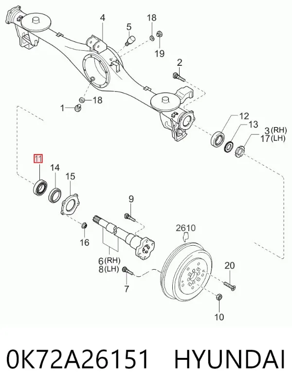 Lożysko piasty tylnej 0K72A26151 Hyundai/Kia