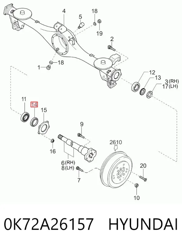 Lożysko piasty tylnej 0K72A26157 Hyundai/Kia