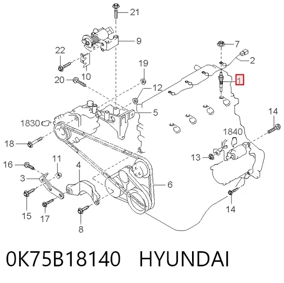 Świeca żarowa 0K75B18140 Hyundai/Kia