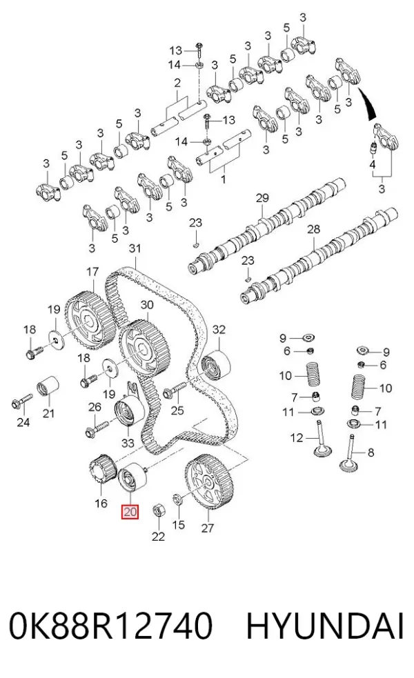 Rolka prowadząca kierunkowa paska rozrządu 0K88R12740 Hyundai/Kia