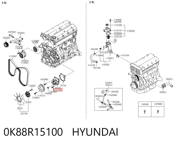 Pompa chłodząca wodna 0K88R15100 Hyundai/Kia