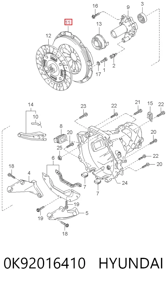 Docisk sprzęgła 0K92016410 Hyundai/Kia