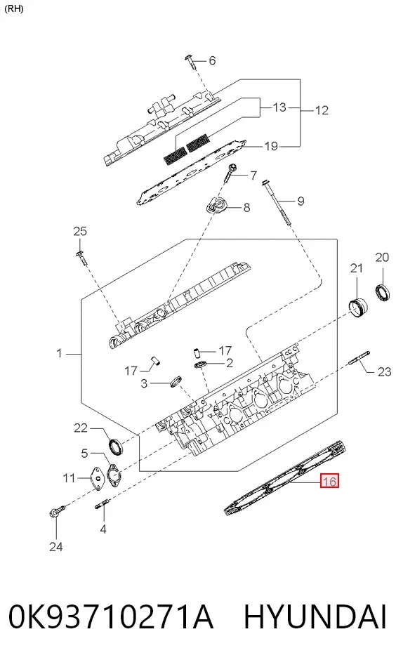 Uszczelka głowicy cylindrów 0K93710271A Hyundai/Kia