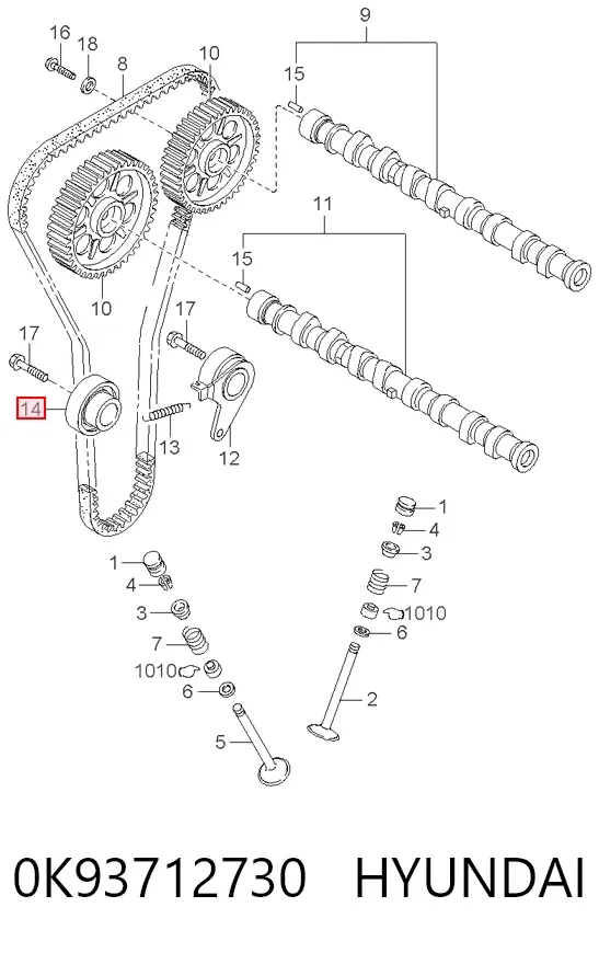 Rolka prowadząca kierunkowa paska rozrządu 0K93712730 Hyundai/Kia