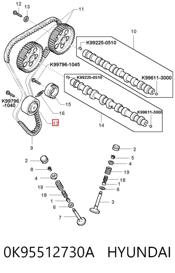 Rolka prowadząca kierunkowa paska rozrządu 0K95512730A Hyundai/Kia