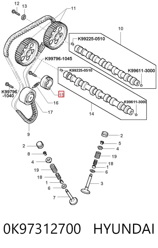 Rolka napinacza paska rozrządu 0K97312700 Hyundai/Kia