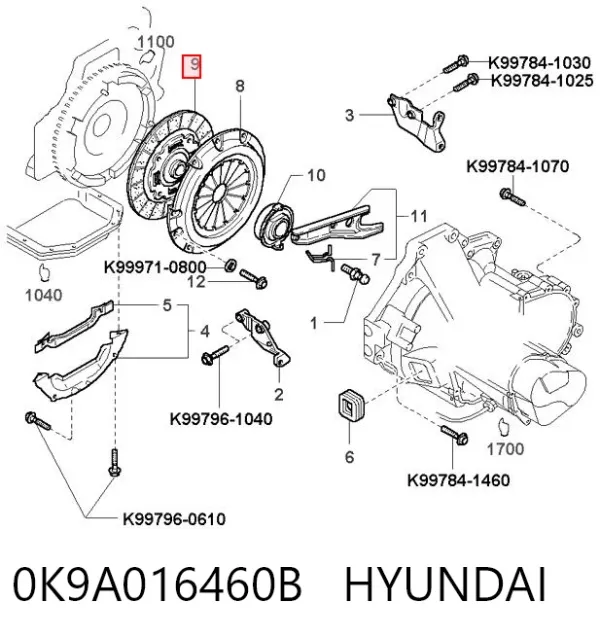 Tarcza sprzęgła 0K9A016460B Hyundai/Kia