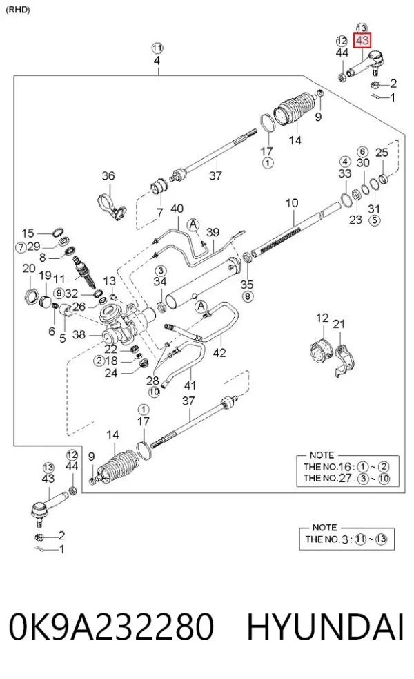 Końcówka drążka kierowniczego zewnętrzna 0K9A232280 Hyundai/Kia